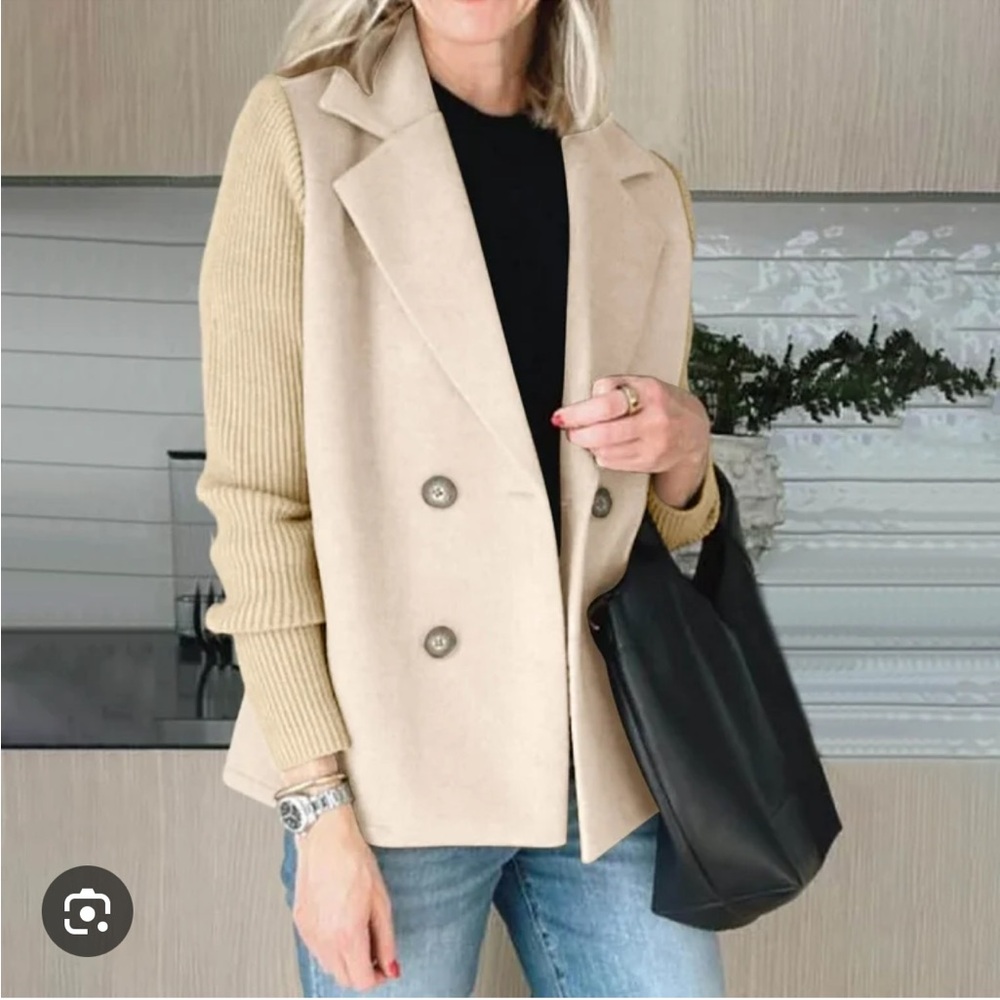 Beige Double Breasted Blazer